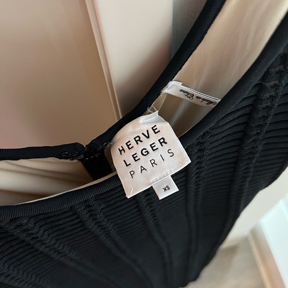 Herve Leger Black Shadow Stripe Mini Dress Size XS - Picture 2 of 5